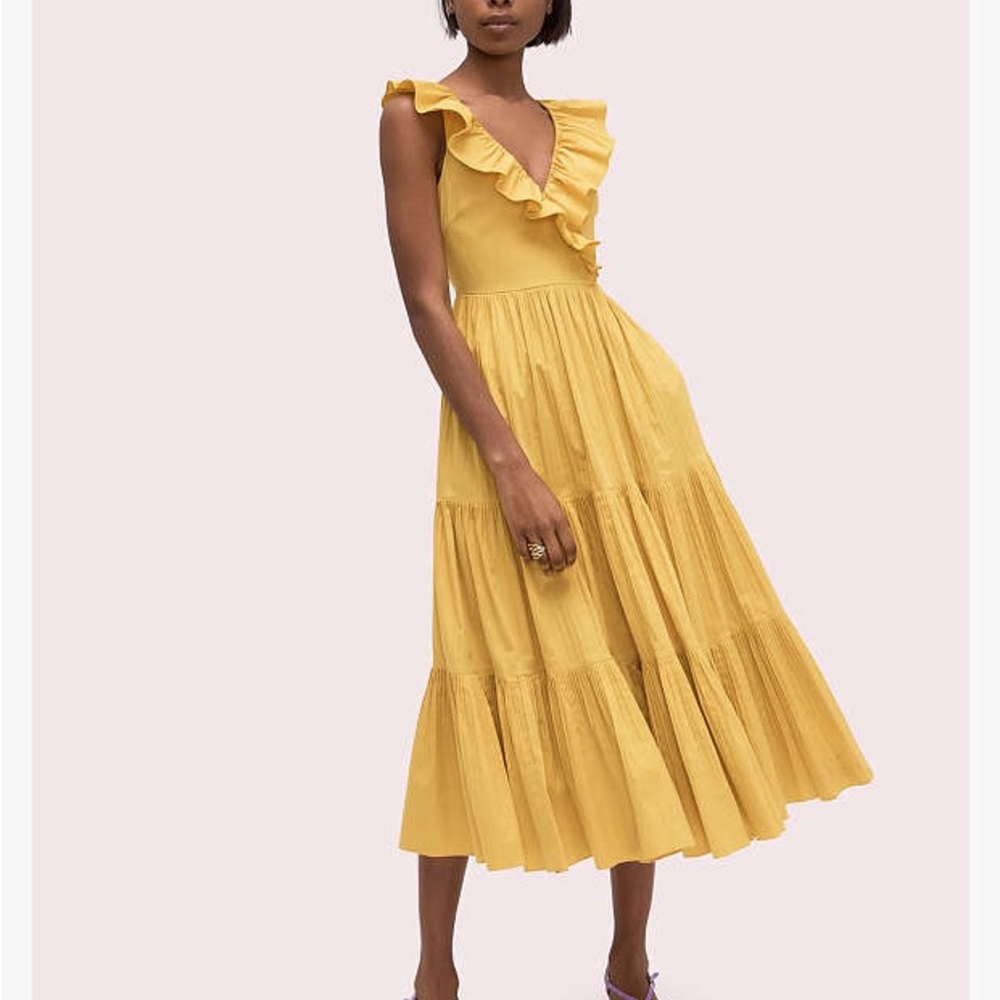 Elegant Yellow Ruffle Dress